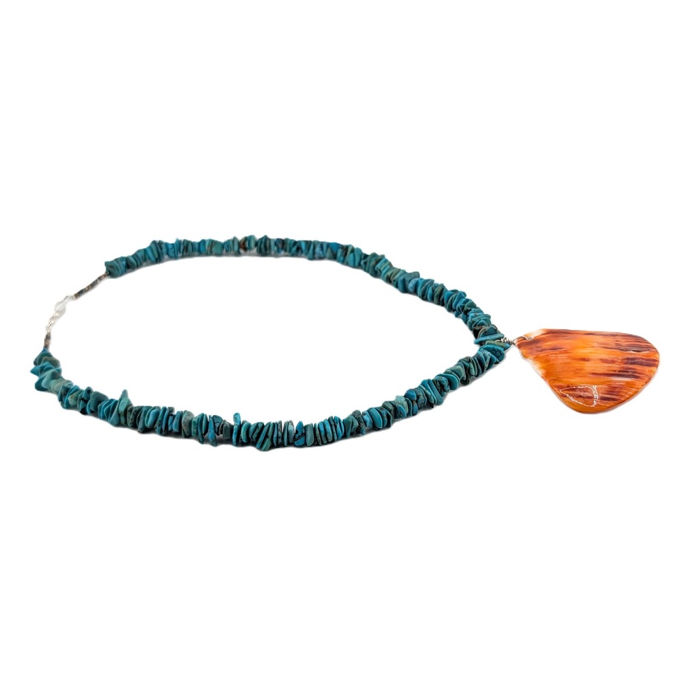 Navajo Spiny Oyster Pendant Nuggets Turquoise necklace 19.5" Jewelry** - Picture 7 of 10